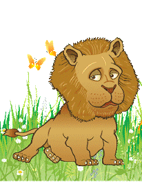 Gif animé lion papillons